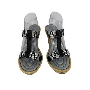 Born Metallic Silver Straw Platform Sandals Womens Size 10 Boho Chic Retro